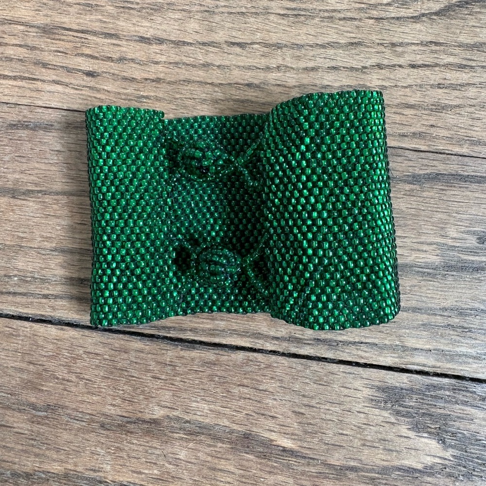 Bohemian Green handmade seed bead Cuff Bracelet